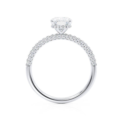 2.3 CT Elongated Cushion Pave Moissanite Engagement Ring