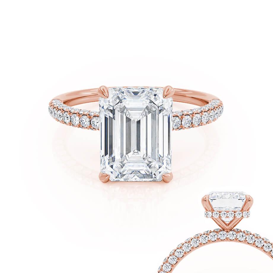 1.75 CT Emerald Hidden Halo & Pave Moissanite Engagement Ring