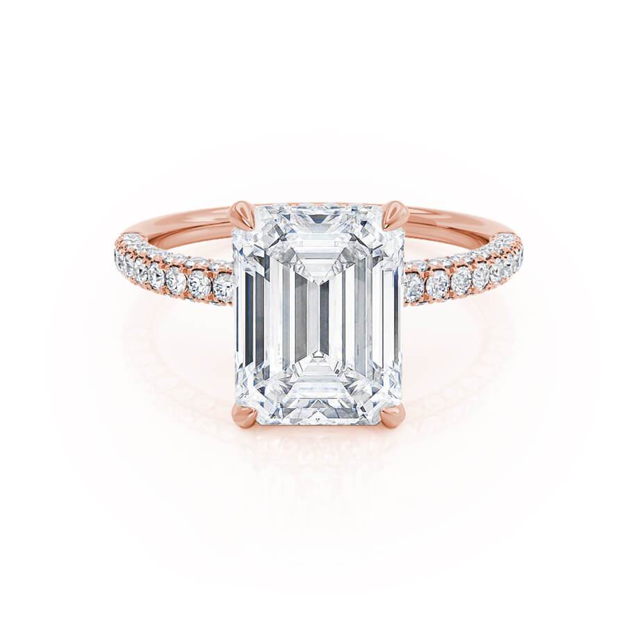 1.75 CT Emerald Hidden Halo & Pave Moissanite Engagement Ring
