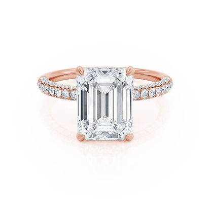 1.75 CT Emerald Hidden Halo & Pave Moissanite Engagement Ring