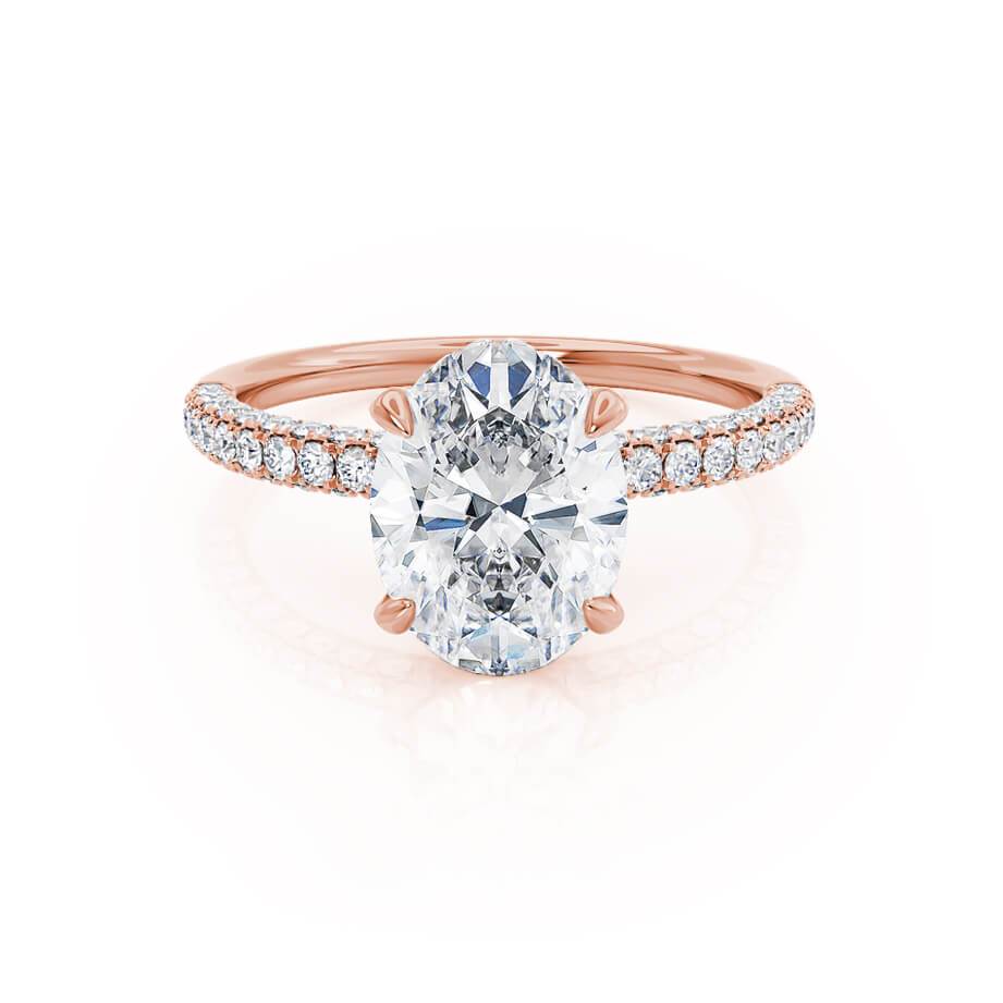 2.1 CT Oval Hidden Halo & Pave Moissanite Engagement Ring