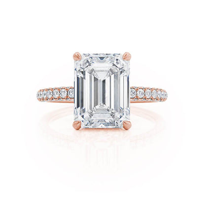 1.75 CT Emerald Hidden Halo & Pave Moissanite Engagement Ring