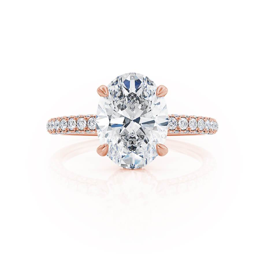 2.1 CT Oval Hidden Halo & Pave Moissanite Engagement Ring