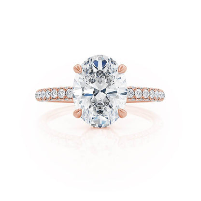 2.1 CT Oval Hidden Halo & Pave Moissanite Engagement Ring