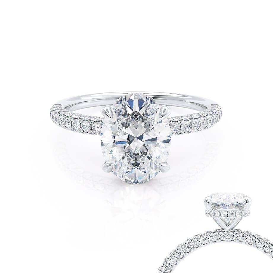 2 CT Oval Pave Moissanite Engagement Ring