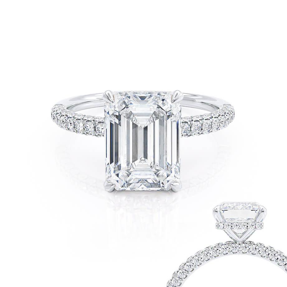 1.75 CT Emerald Pave Moissanite Engagement Ring