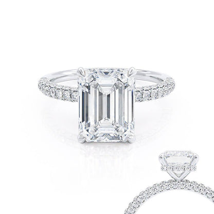 1.75 CT Emerald Pave Moissanite Engagement Ring