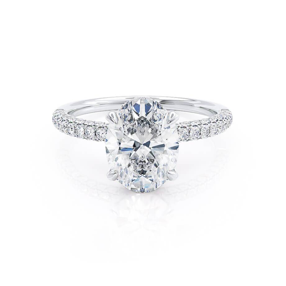 2 CT Oval Pave Moissanite Engagement Ring