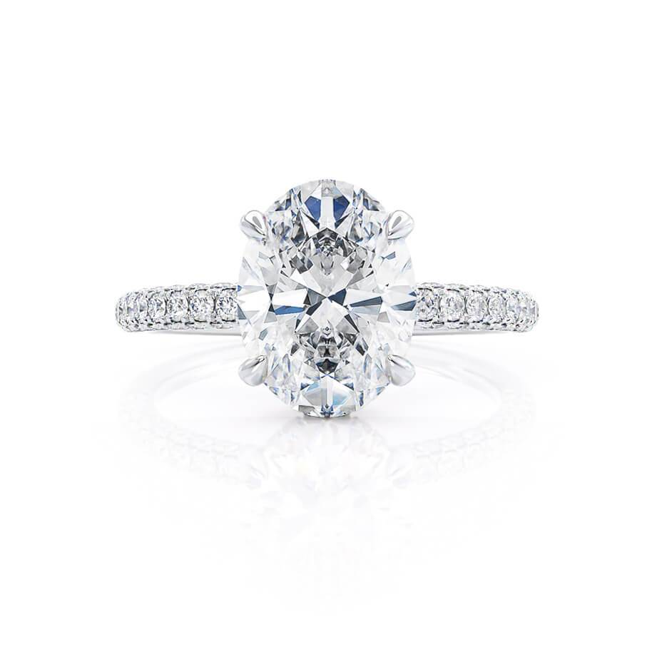 2 CT Oval Pave Moissanite Engagement Ring