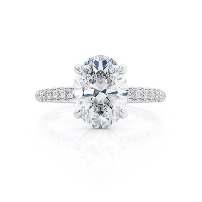 2 CT Oval Pave Moissanite Engagement Ring