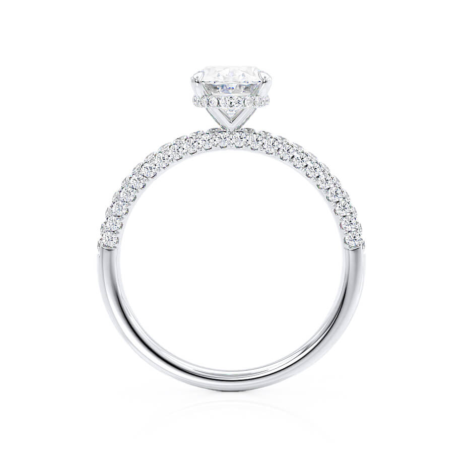 2 CT Oval Pave Moissanite Engagement Ring
