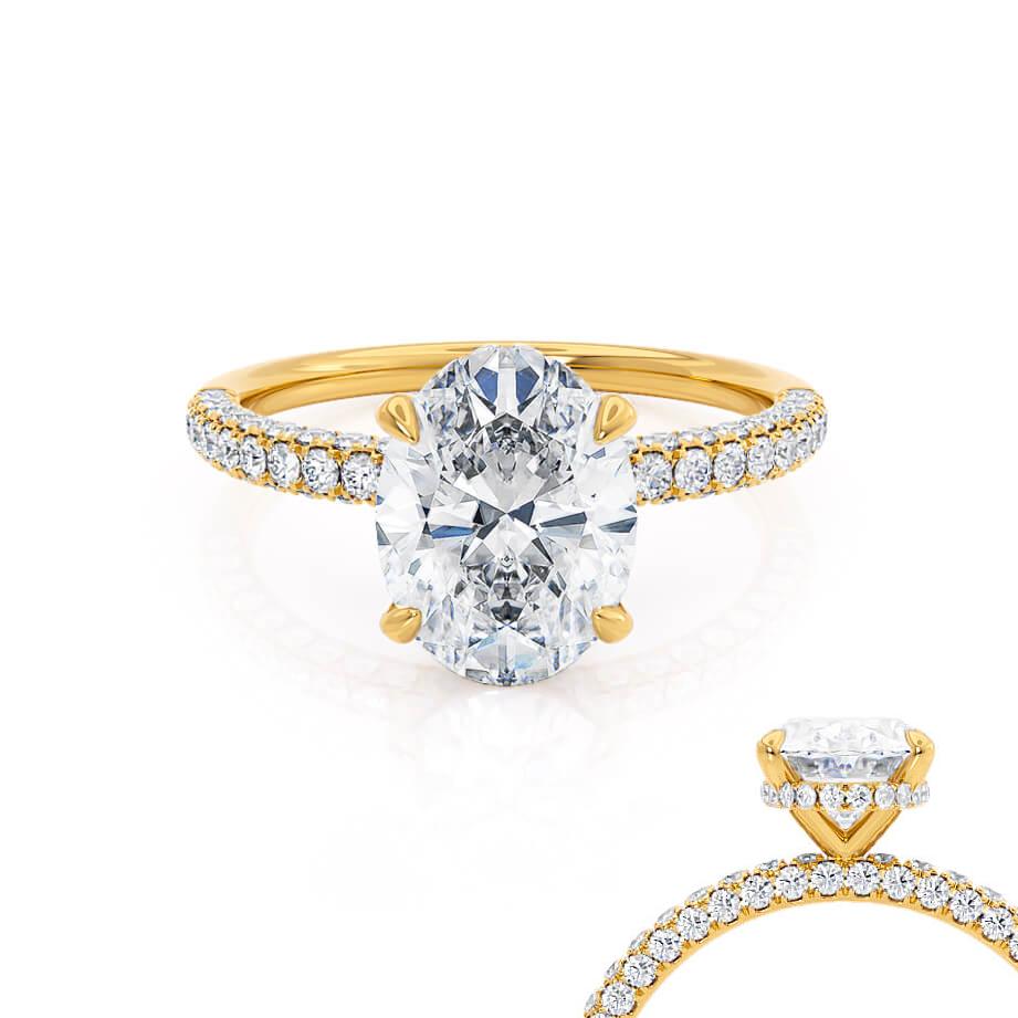 2.1 CT Oval Hidden Halo & Pave Moissanite Engagement Ring