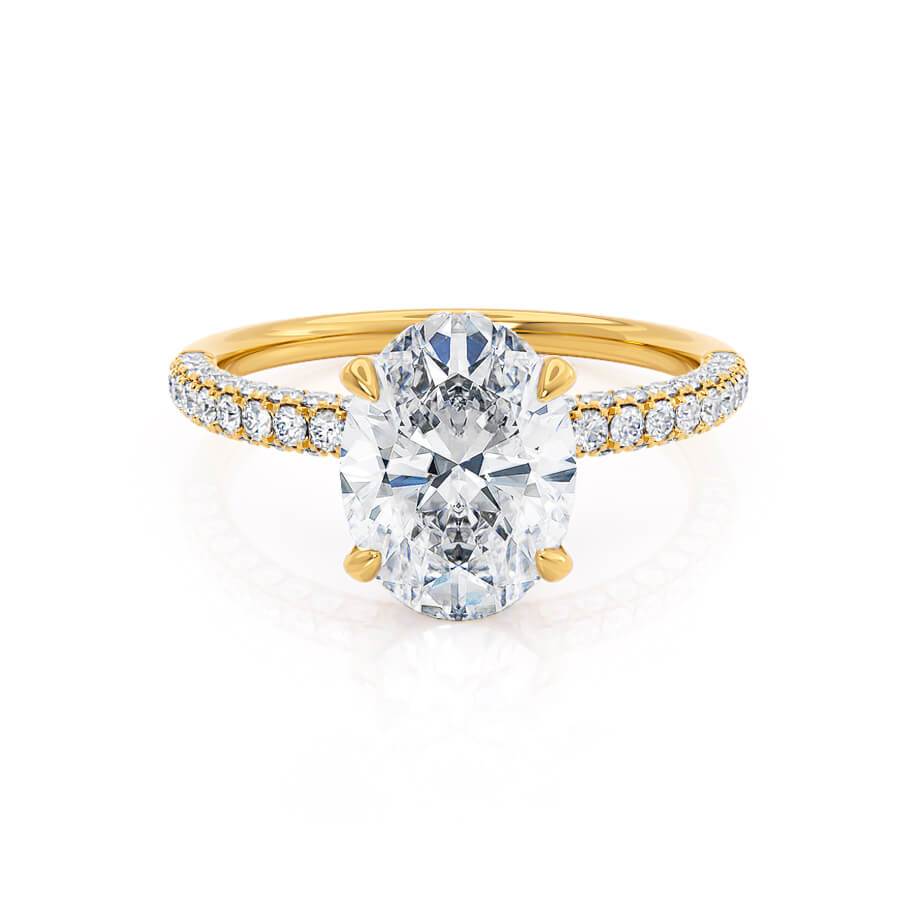 2.1 CT Oval Hidden Halo & Pave Moissanite Engagement Ring
