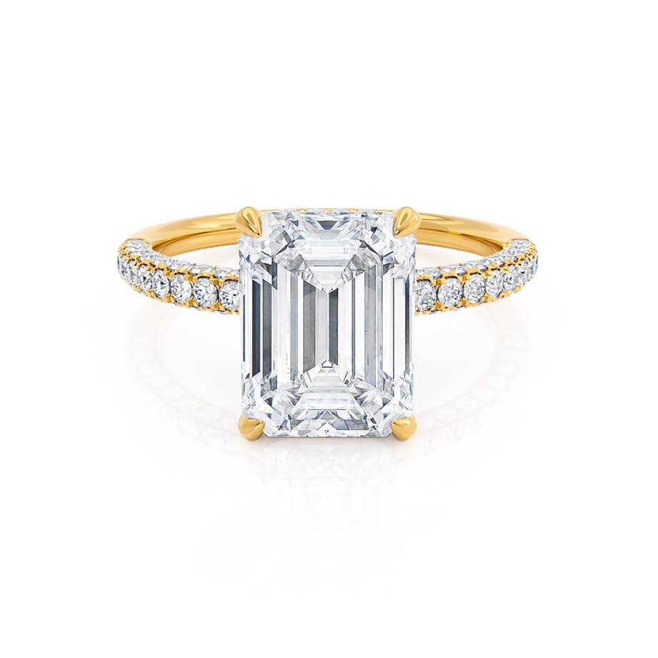 1.75 CT Emerald Hidden Halo & Pave Moissanite Engagement Ring