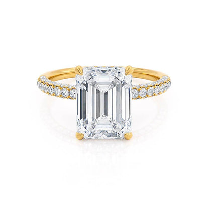 1.75 CT Emerald Hidden Halo & Pave Moissanite Engagement Ring
