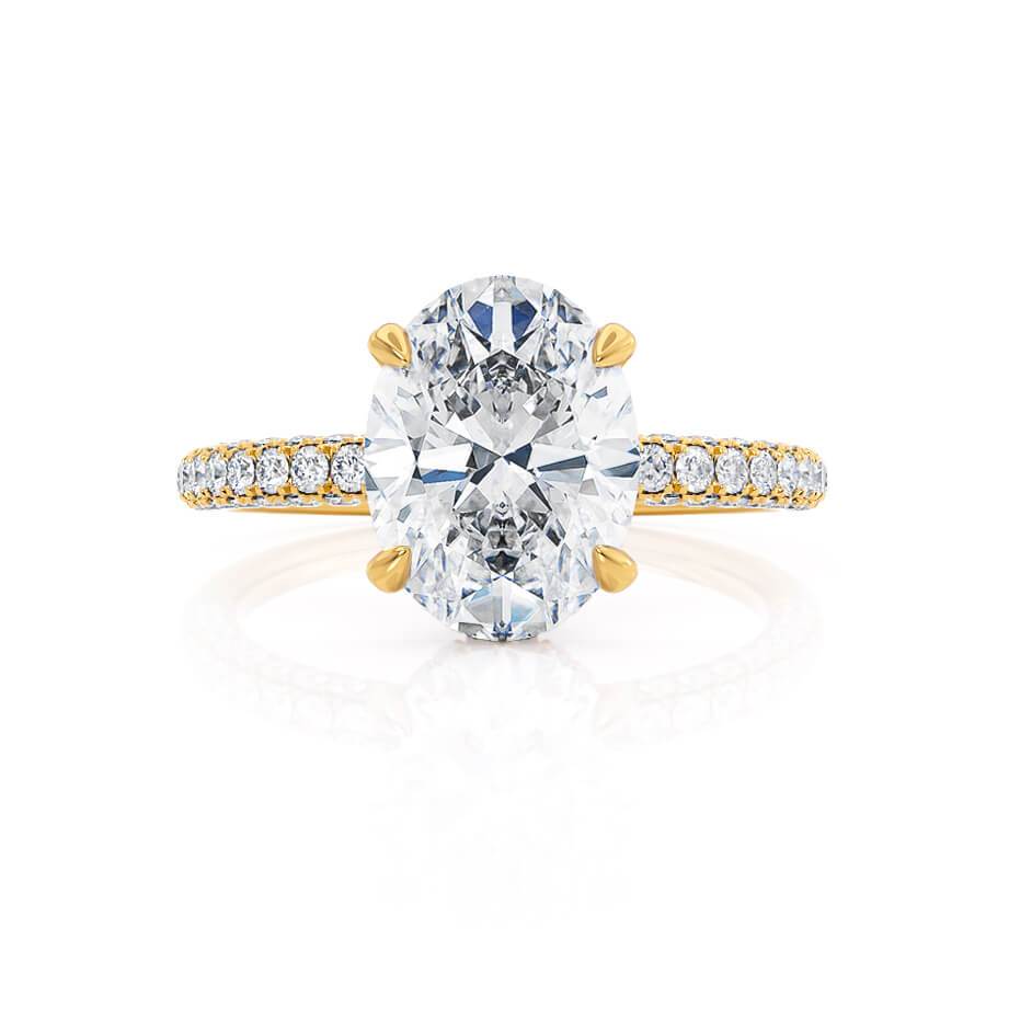 2.1 CT Oval Hidden Halo & Pave Moissanite Engagement Ring