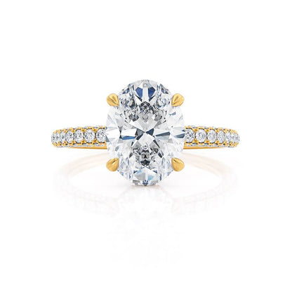 2.1 CT Oval Hidden Halo & Pave Moissanite Engagement Ring