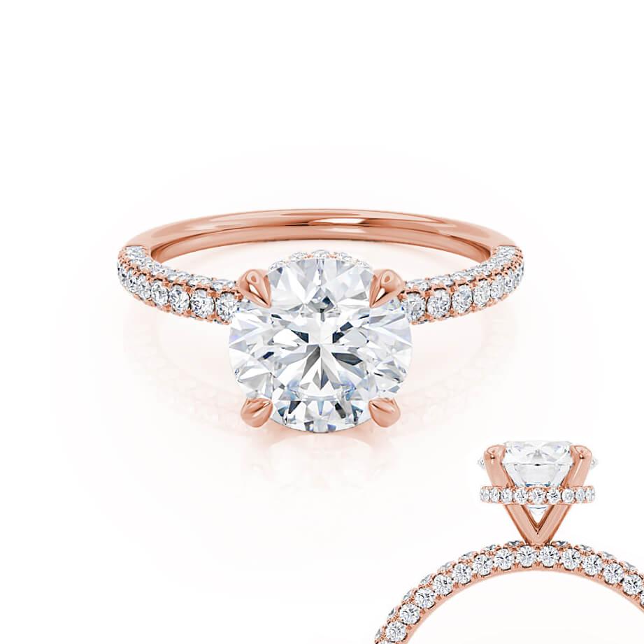 1.5 CT Round Hidden Halo & Pave Moissanite Engagement Ring