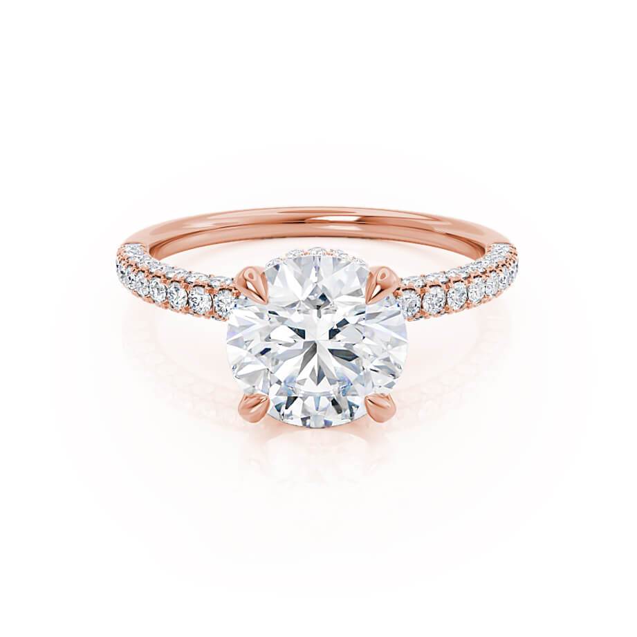 1.5 CT Round Hidden Halo & Pave Moissanite Engagement Ring