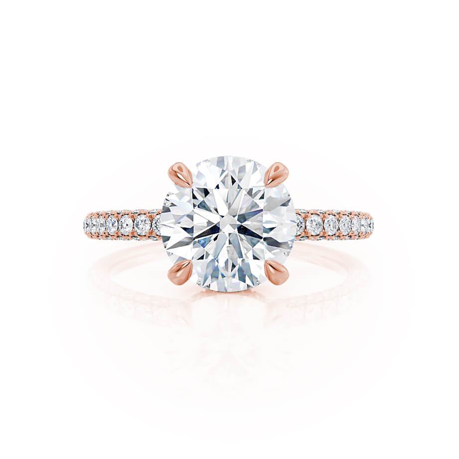 1.5 CT Round Hidden Halo & Pave Moissanite Engagement Ring