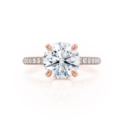 1.5 CT Round Hidden Halo & Pave Moissanite Engagement Ring
