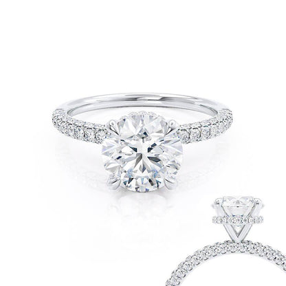 1.5 CT Round Hidden Halo & Pave Moissanite Engagement Ring