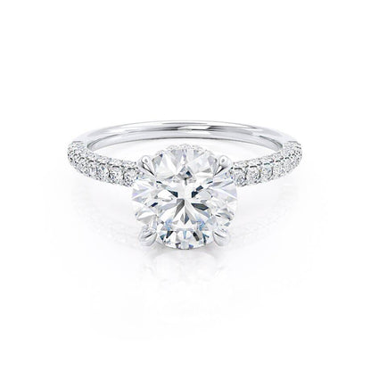 1.5 CT Round Hidden Halo & Pave Moissanite Engagement Ring