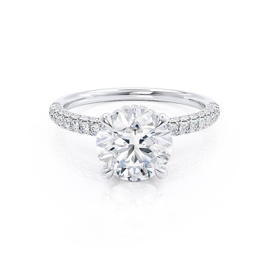 1.5 CT Round Pave Moissanite Engagement Ring