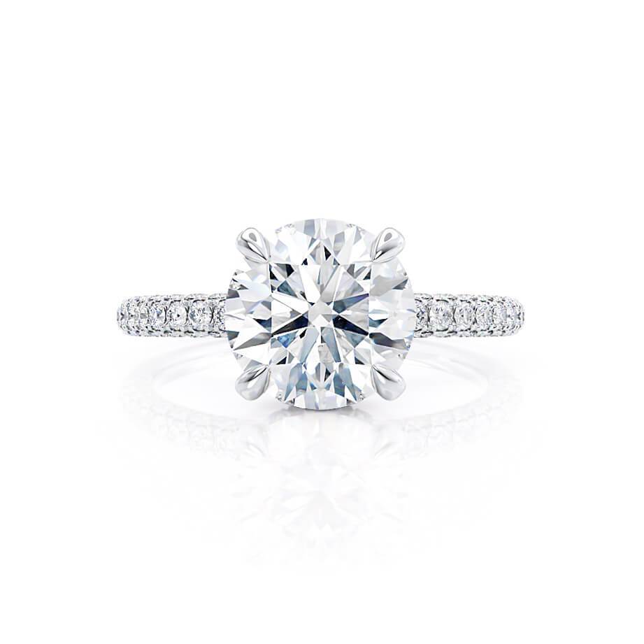 1.5 CT Round Hidden Halo & Pave Moissanite Engagement Ring