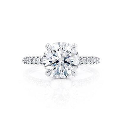 1.5 CT Round Hidden Halo & Pave Moissanite Engagement Ring