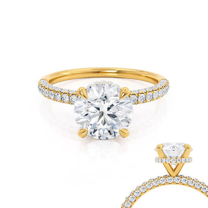 1.2 CT Round Hidden Halo & Pave Moissanite Engagement Ring