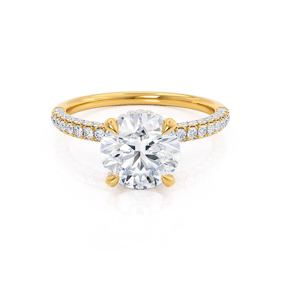 1.2 CT Round Hidden Halo & Pave Moissanite Engagement Ring