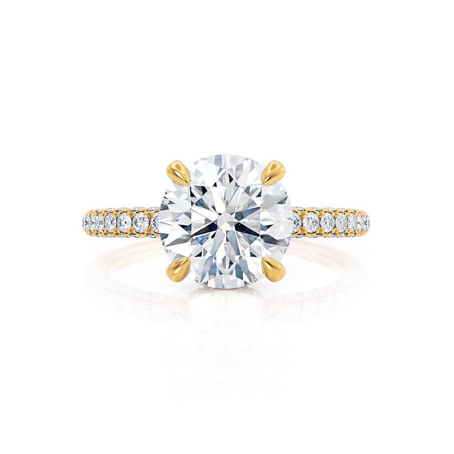1.2 CT Round Hidden Halo & Pave Moissanite Engagement Ring