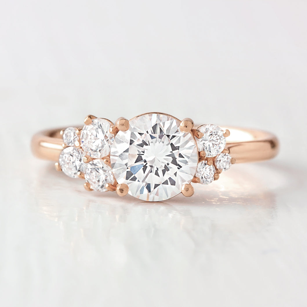 1.25 CT Round Cluster Moissanite Engagement Ring