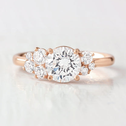 1.25 CT Round Cluster Moissanite Engagement Ring