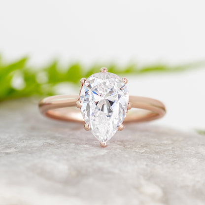1.75 CT Pear Solitaire Moissanite Engagement Ring