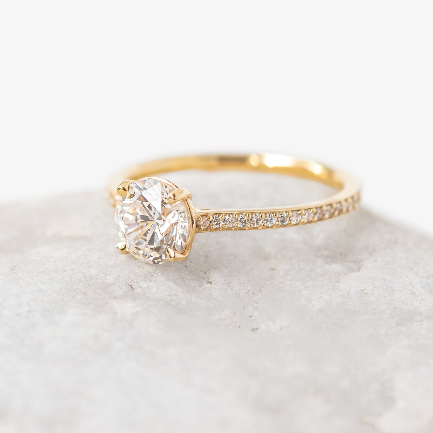 1.0 CT Round Pave Moissanite Engagement Ring
