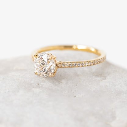 1.0 CT Round Pave Moissanite Engagement Ring