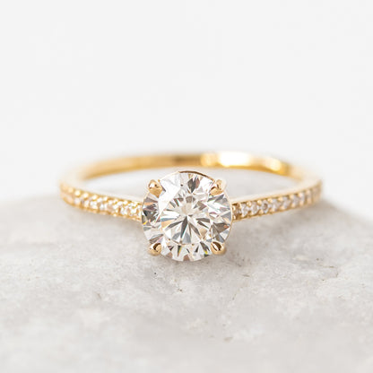 1.0 CT Round Pave Moissanite Engagement Ring
