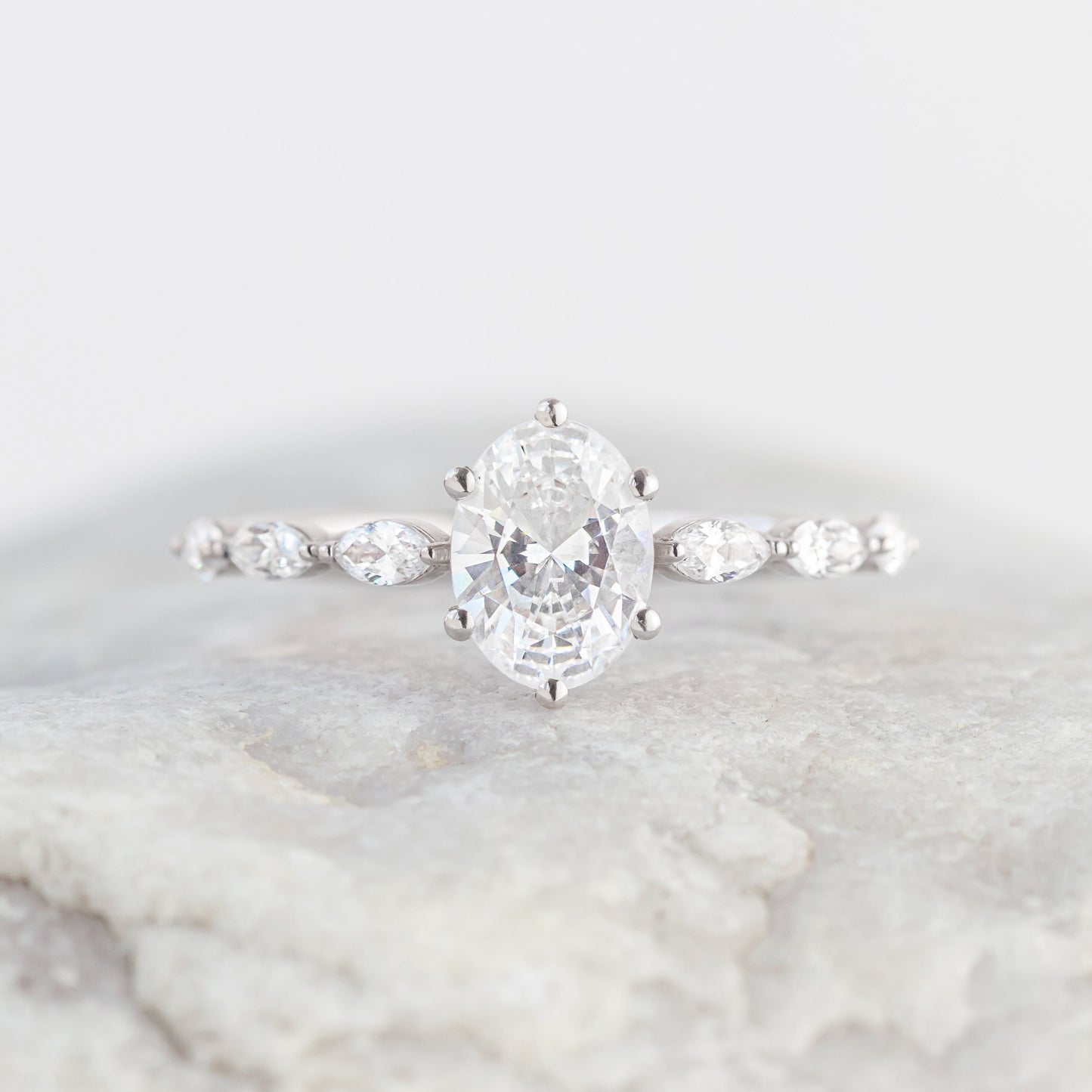 1.25 CT Oval Pave Moissanite Engagement Ring