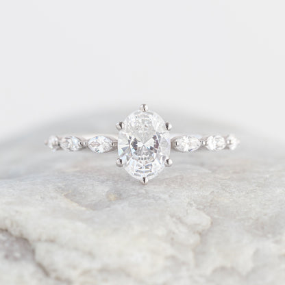 1.25 CT Oval Pave Moissanite Engagement Ring