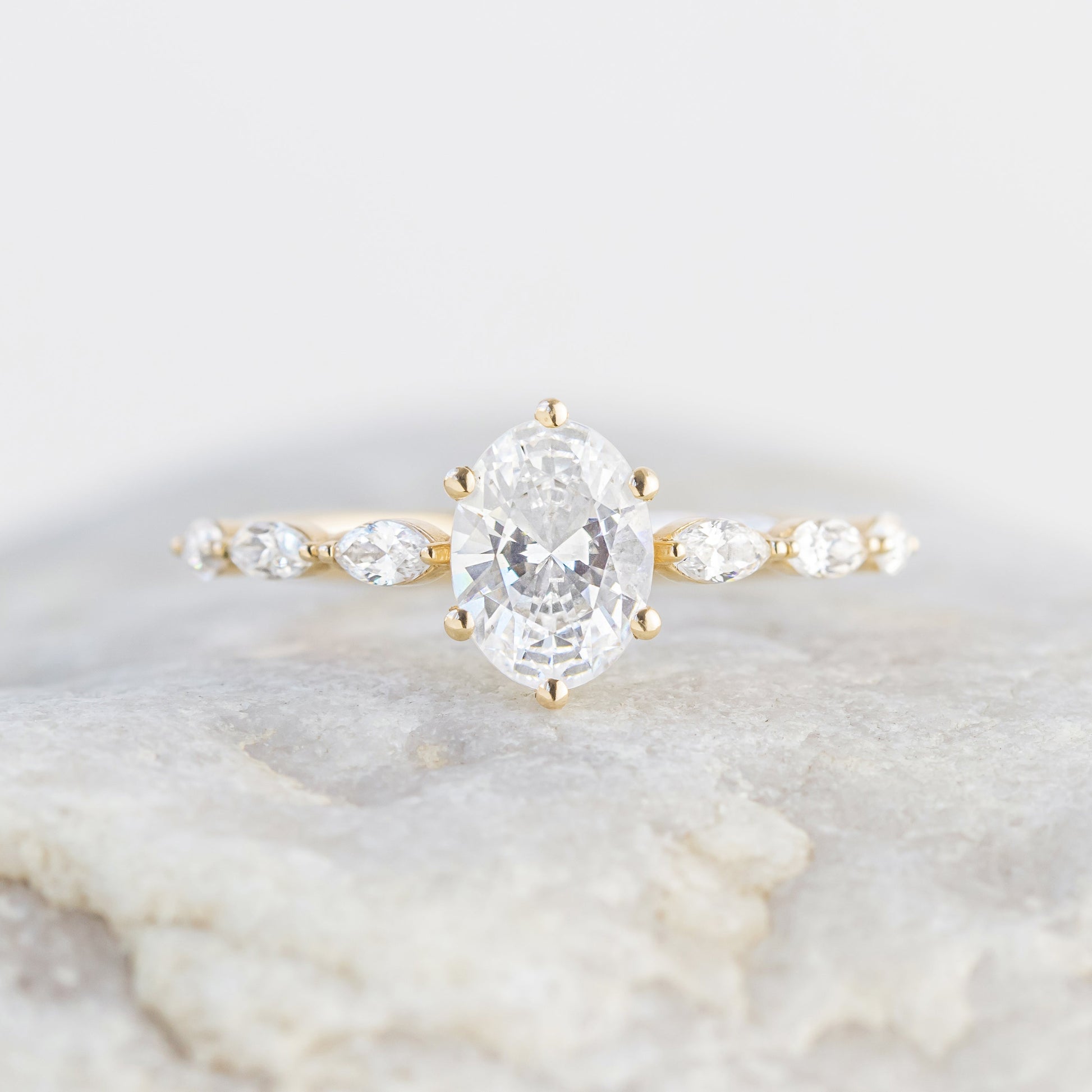1.25 CT Oval Pave Moissanite Engagement Ring