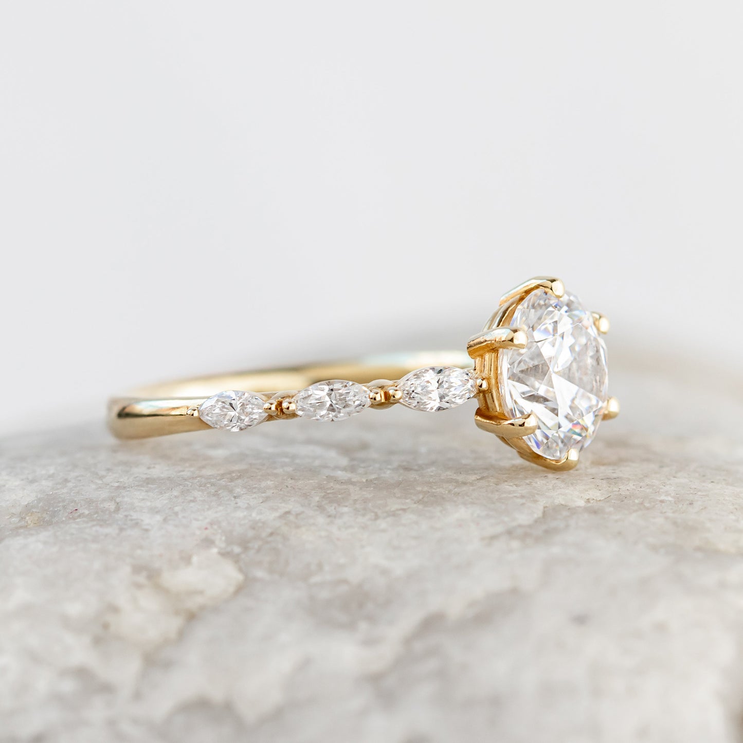 1.50 CT Round Pave Moissanite Engagement Ring