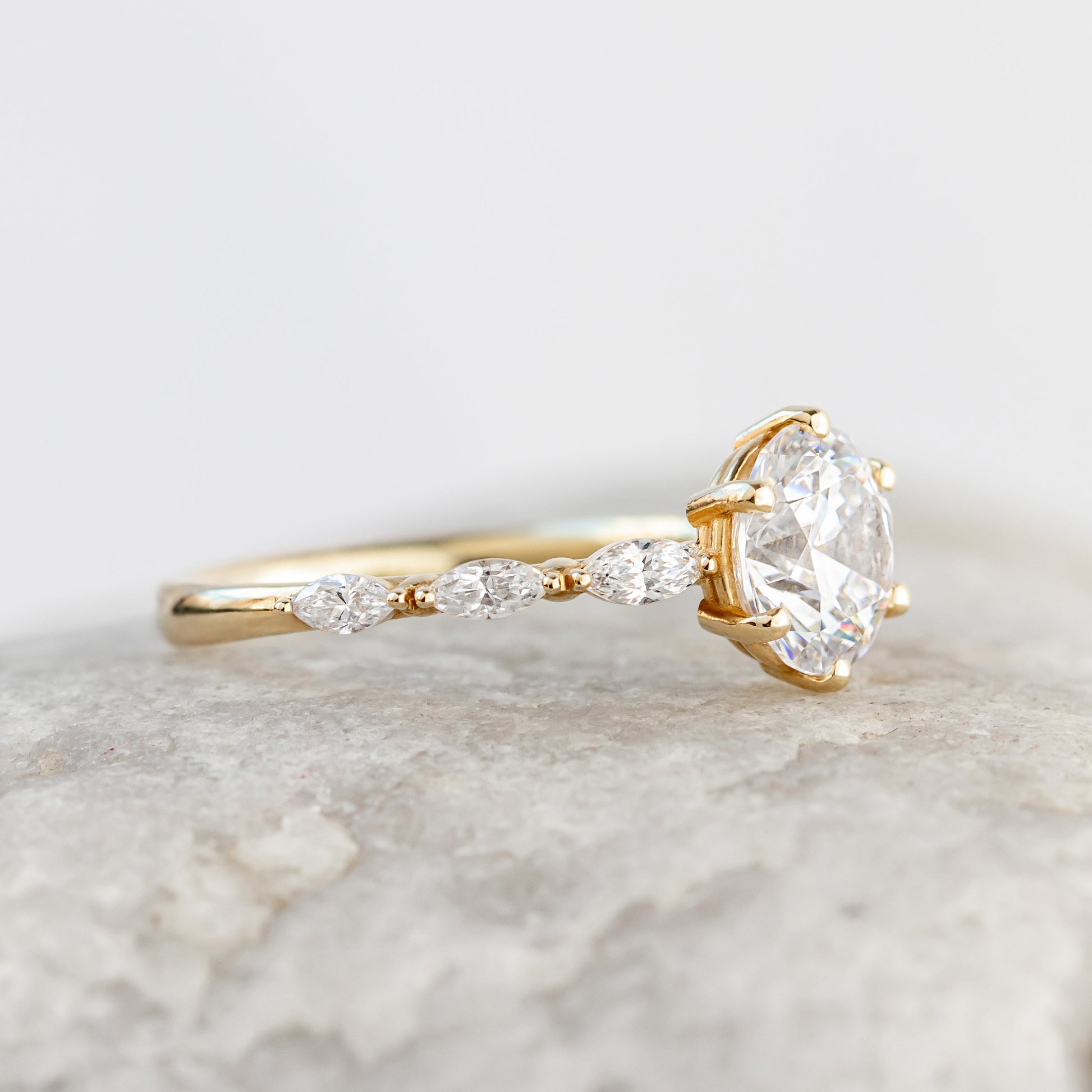 1.50 CT Round Pave Moissanite Engagement Ring