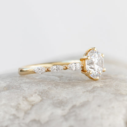 1.50 CT Round Pave Moissanite Engagement Ring
