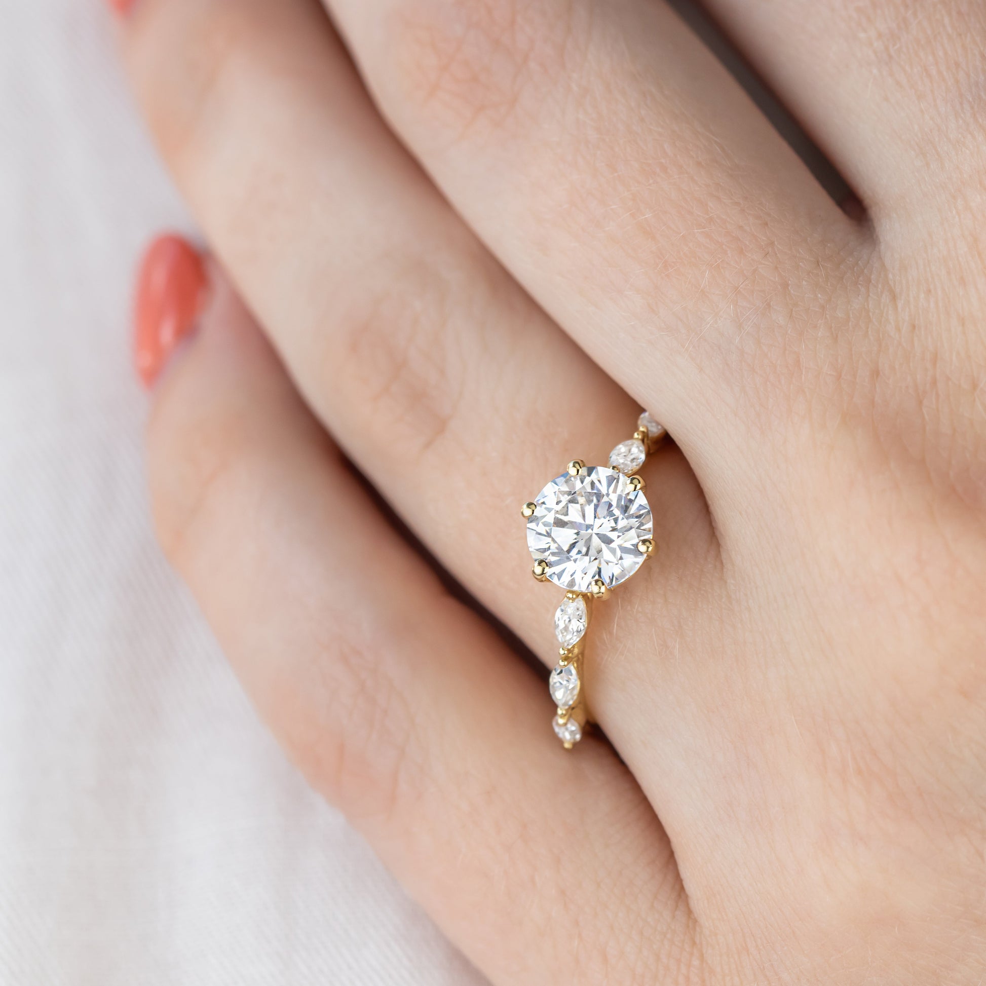 1.50 CT Round Pave Moissanite Engagement Ring