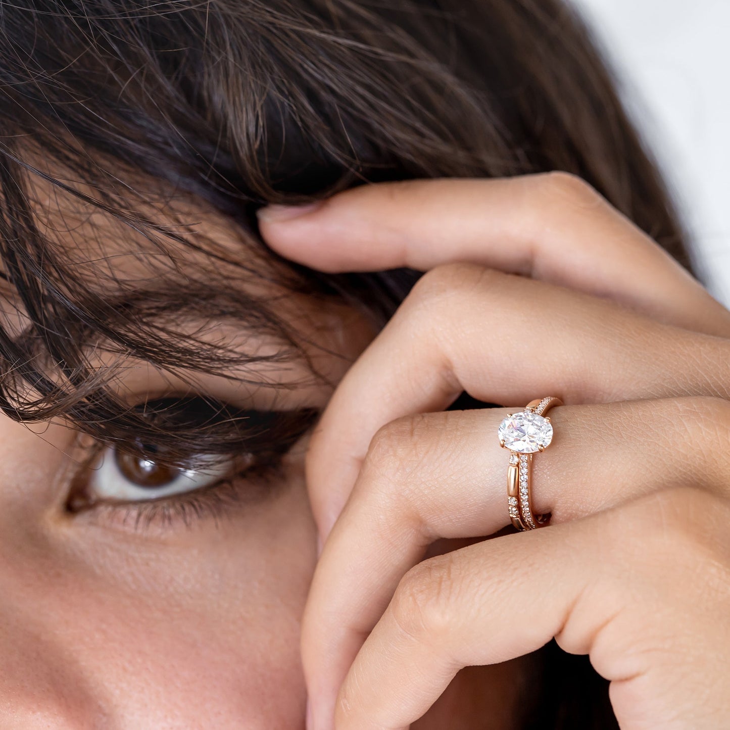 1.0 CT Round Pave Moissanite Engagement Ring