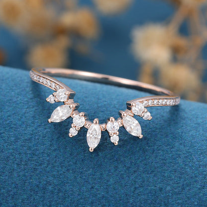 2 TCW Marquise & Round Curved Moissanite Wedding Band