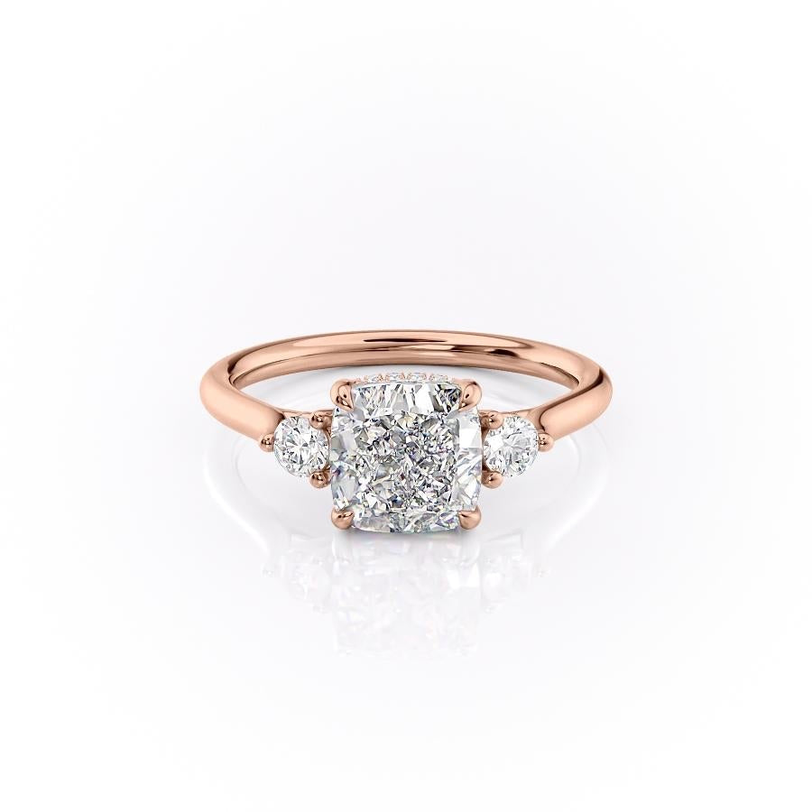 2.15 CT Cushion Three Stone Moissanite Engagement Ring
