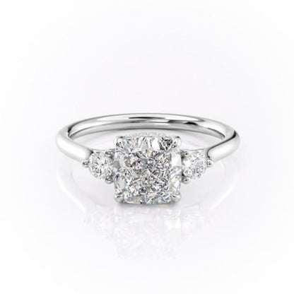 2.15 CT Cushion Three Stone Moissanite Engagement Ring